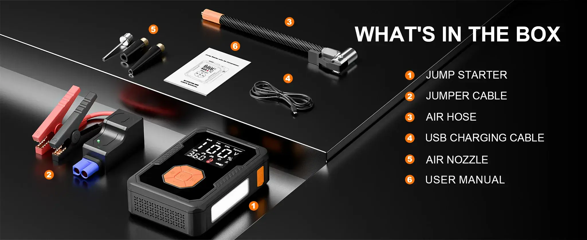 Car Jump Starter with Air Compressor