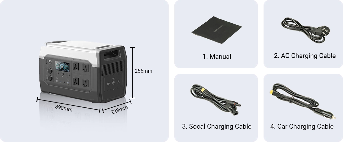 Complete accessories kit for YDESS AP1000 China portable power station including cables and adapters