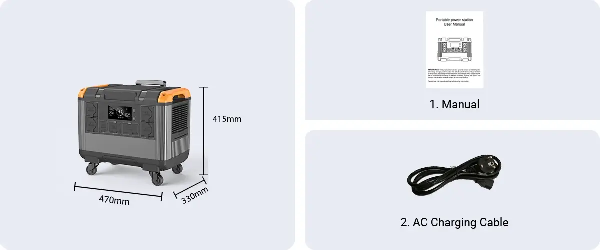 Bulk accessory kit for YD-T30 - portable power station suppliers' package with cables & cases