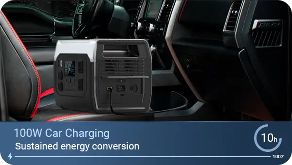 Charging YDESS AP1000 China portable power station from car 12V outlet during road trip